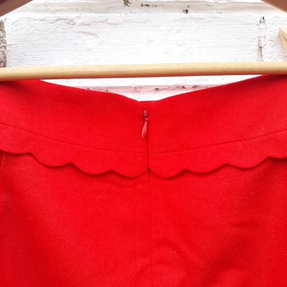 J. Crew Wool Mini Skirt Red Scallop size 8 - Picture 4 of 7